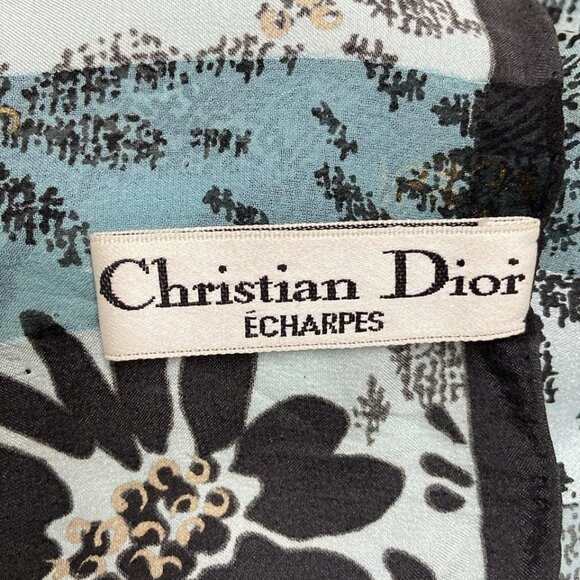 DIOR/ChristianDior - Light Green Black Gold Scarf 142-072625 - Picture 4 of 4